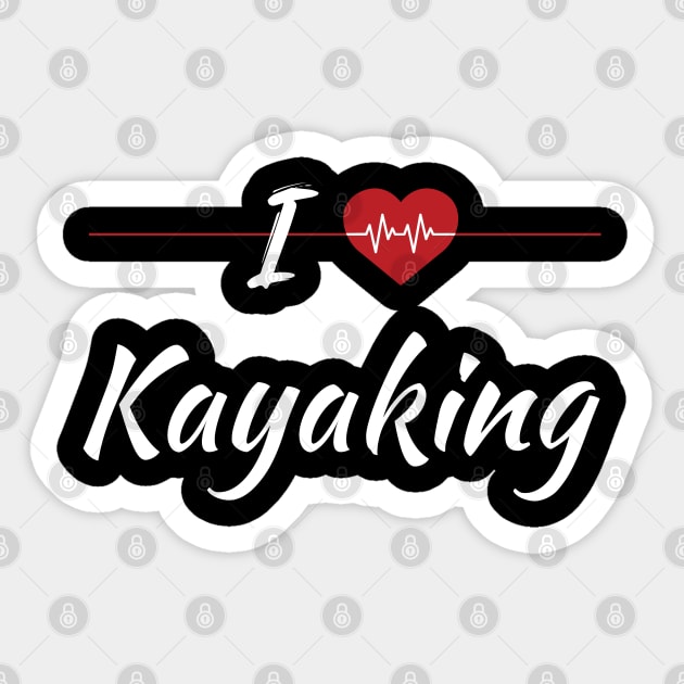 I Love Kayaking Cute Red Heartbeat Sticker by SAM DLS